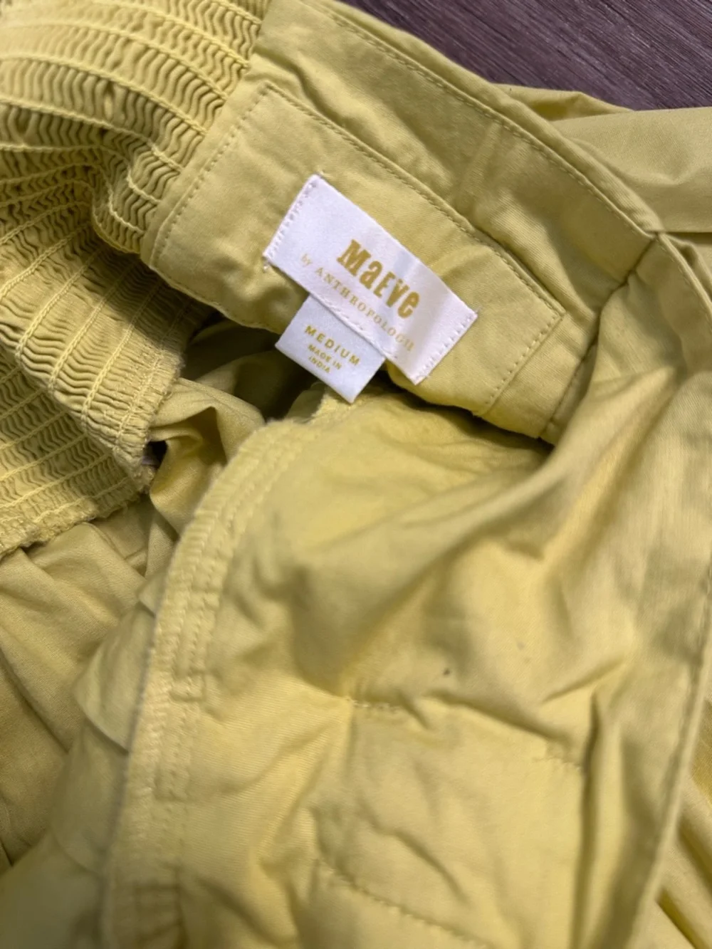 Anthropologie Yellow Mini Skirt Pleated Tie Waist High Waist Flowy Size M - Picture 4 of 5